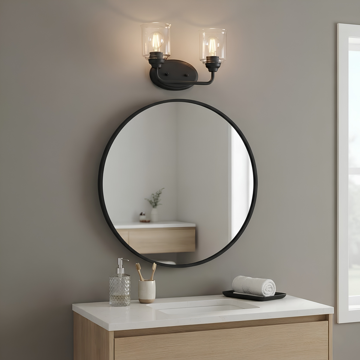 Acheron 2-Light Clear Glass Vanity