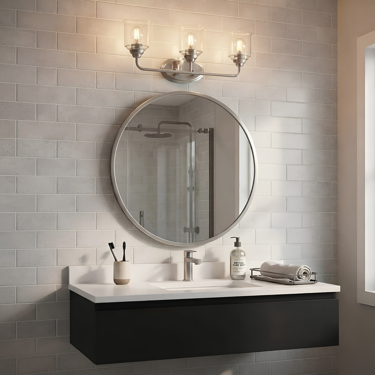 Acheron 3-Light Clear Glass Vanity - MB