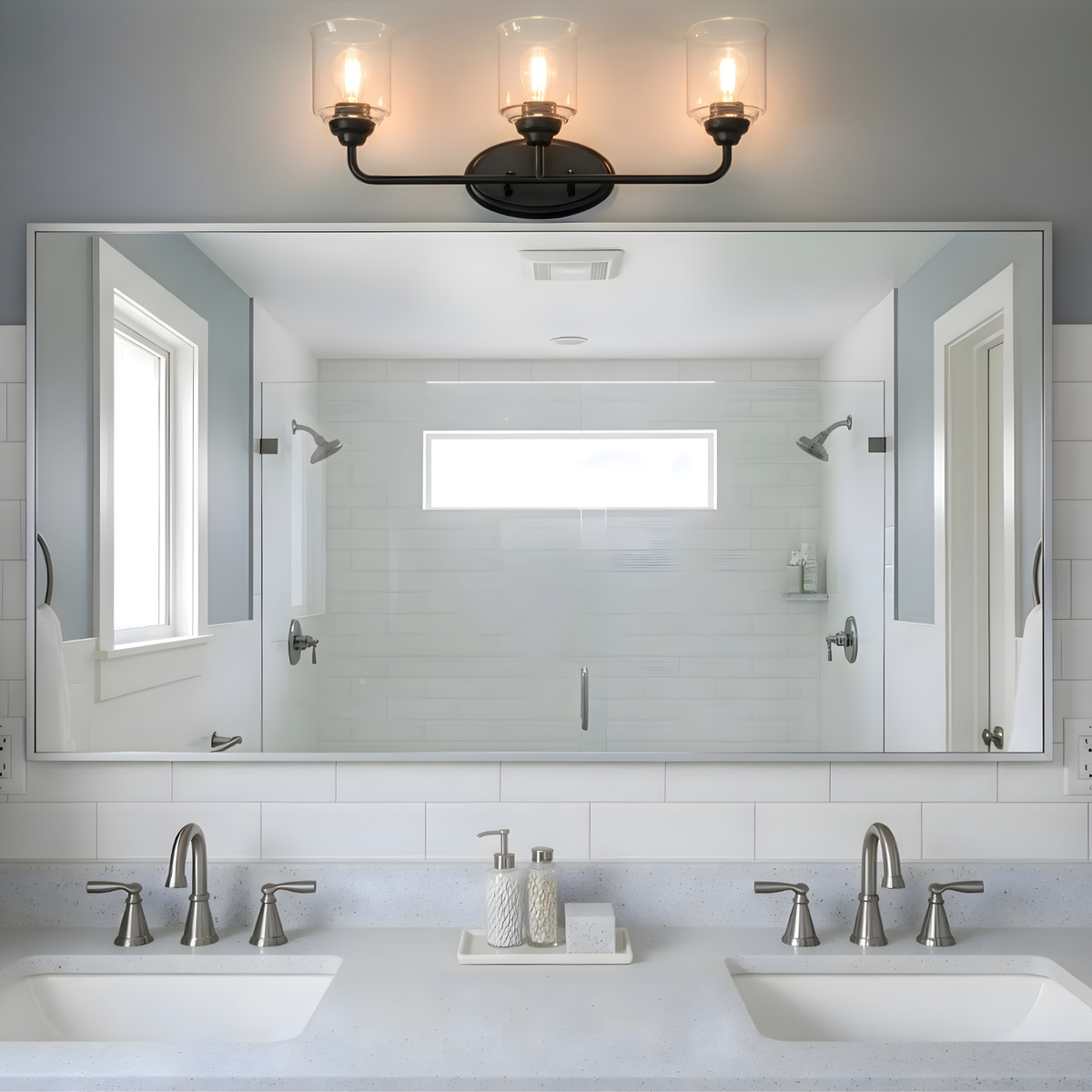Acheron 3-Light Clear Glass Vanity - MB