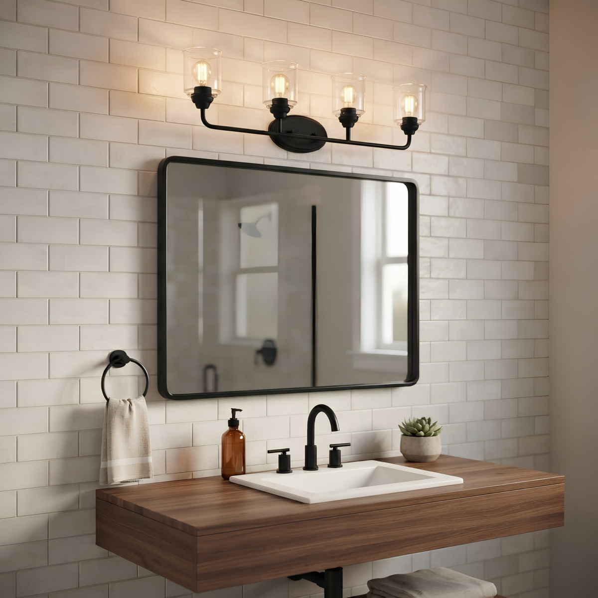 Acheron 4-Light Clear Glass Vanity - MB