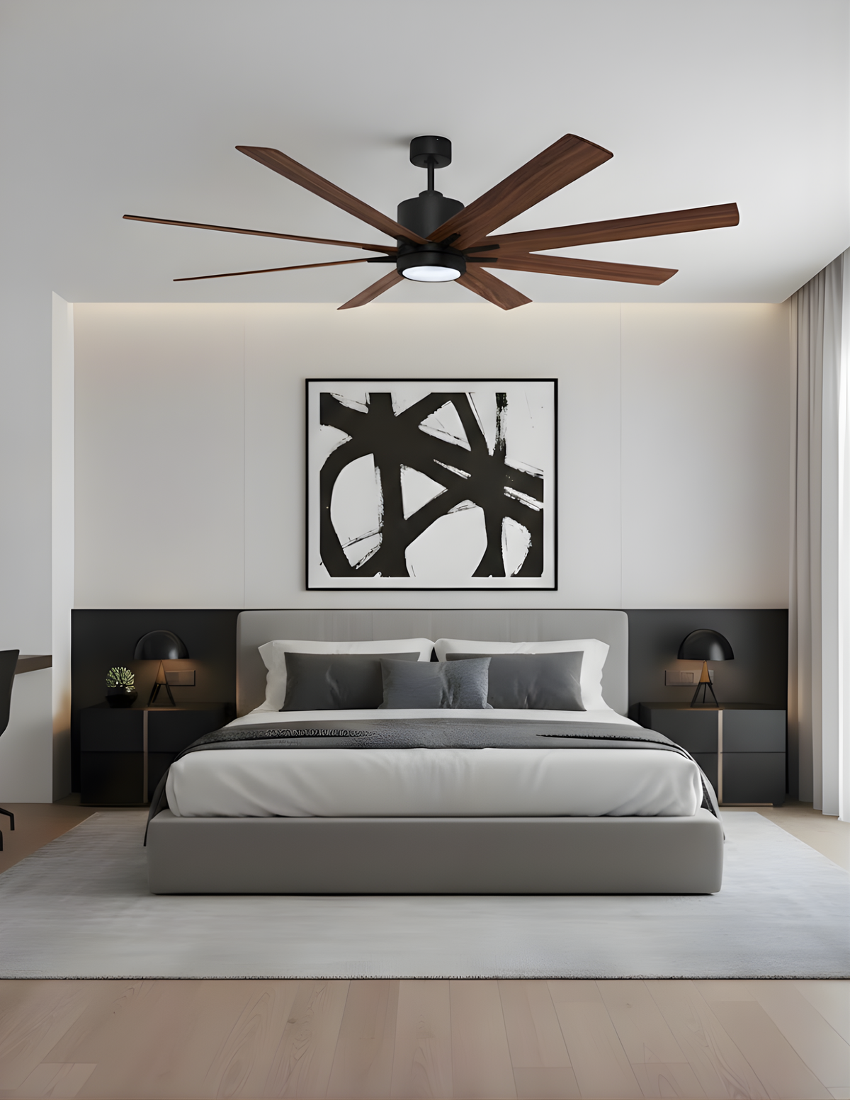 8-Blade 66" MB Fan Matte Black/Walnut Blades 20W LED 3K,4K,5K