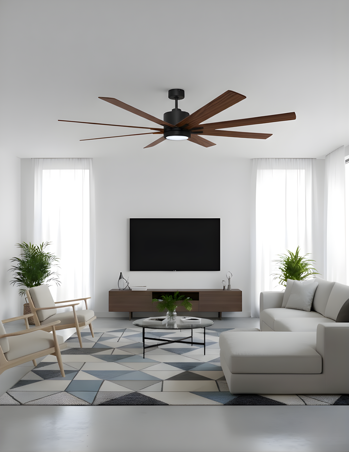 8-Blade 66" MB Fan Matte Black/Walnut Blades 20W LED 3K,4K,5K