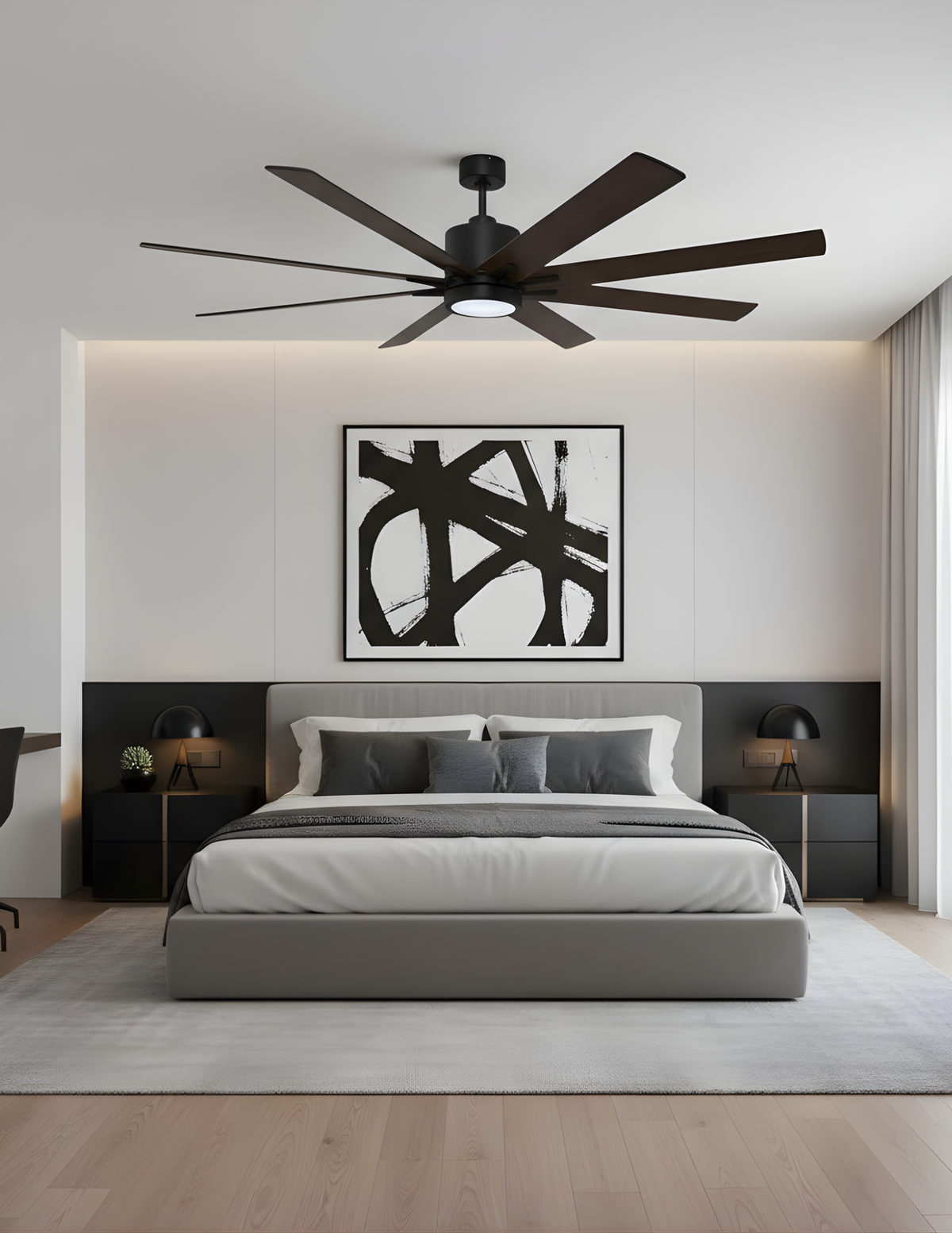 8-Blade 66" MB Fan Matte Black/Walnut Blades 20W LED 3K,4K,5K