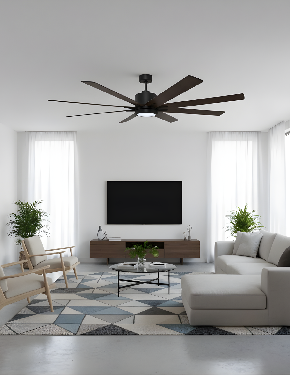 8-Blade 66" MB Fan Matte Black/Walnut Blades 20W LED 3K,4K,5K