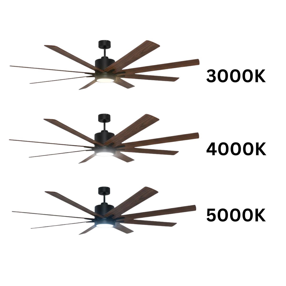 8-Blade 66" MB Fan Matte Black/Walnut Blades 20W LED 3K,4K,5K