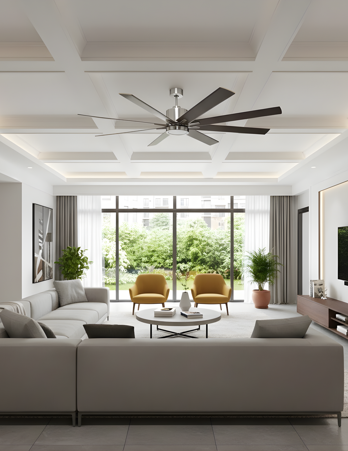 8-Blade 66" NK Fan Silver/Walnut Blades 20W LED 3K,4K,5K