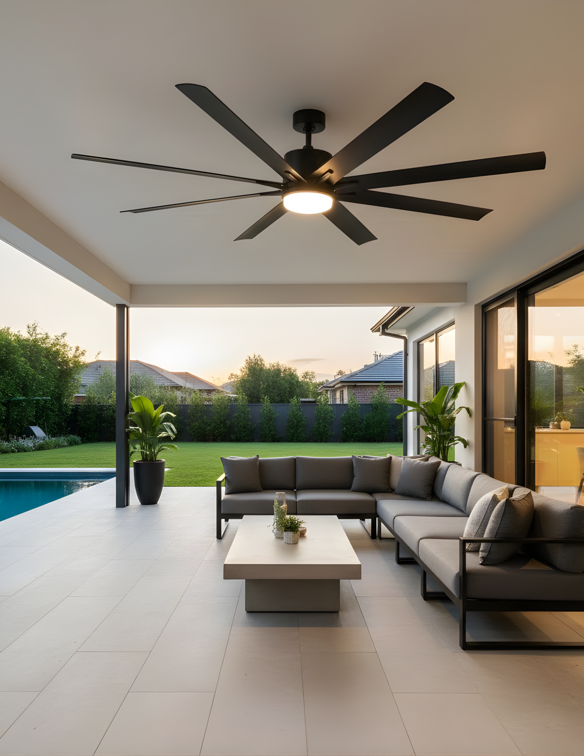 Metro Damp Patio Fan - MB Black ABS Blades 20W LED 3K,4K,5K