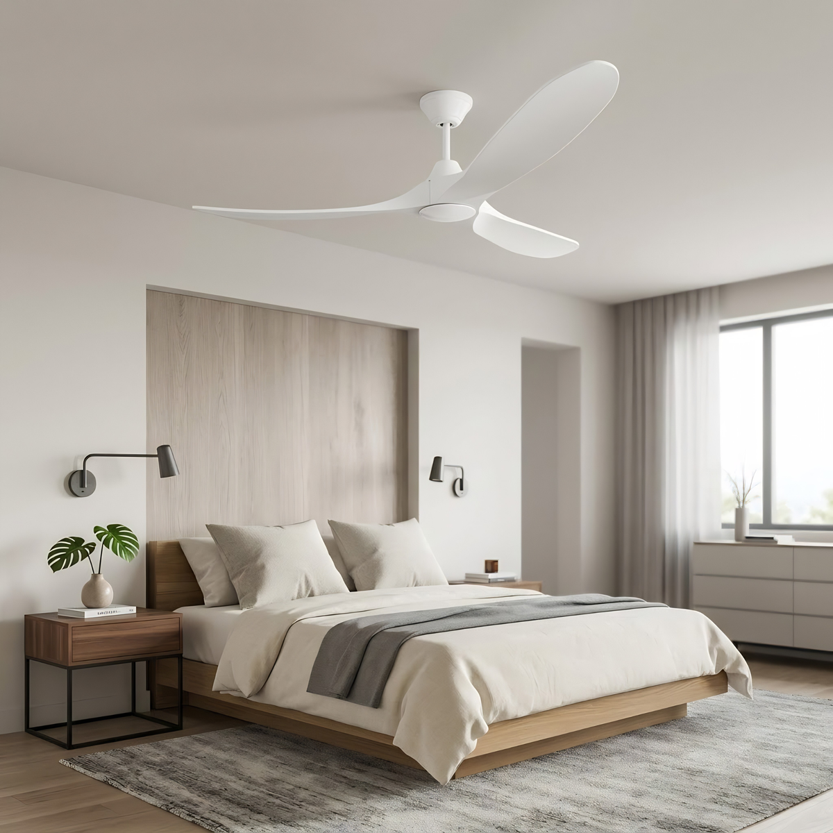 Malibu 3-Blade 60" Wood Blade Fan - WH - White Blades