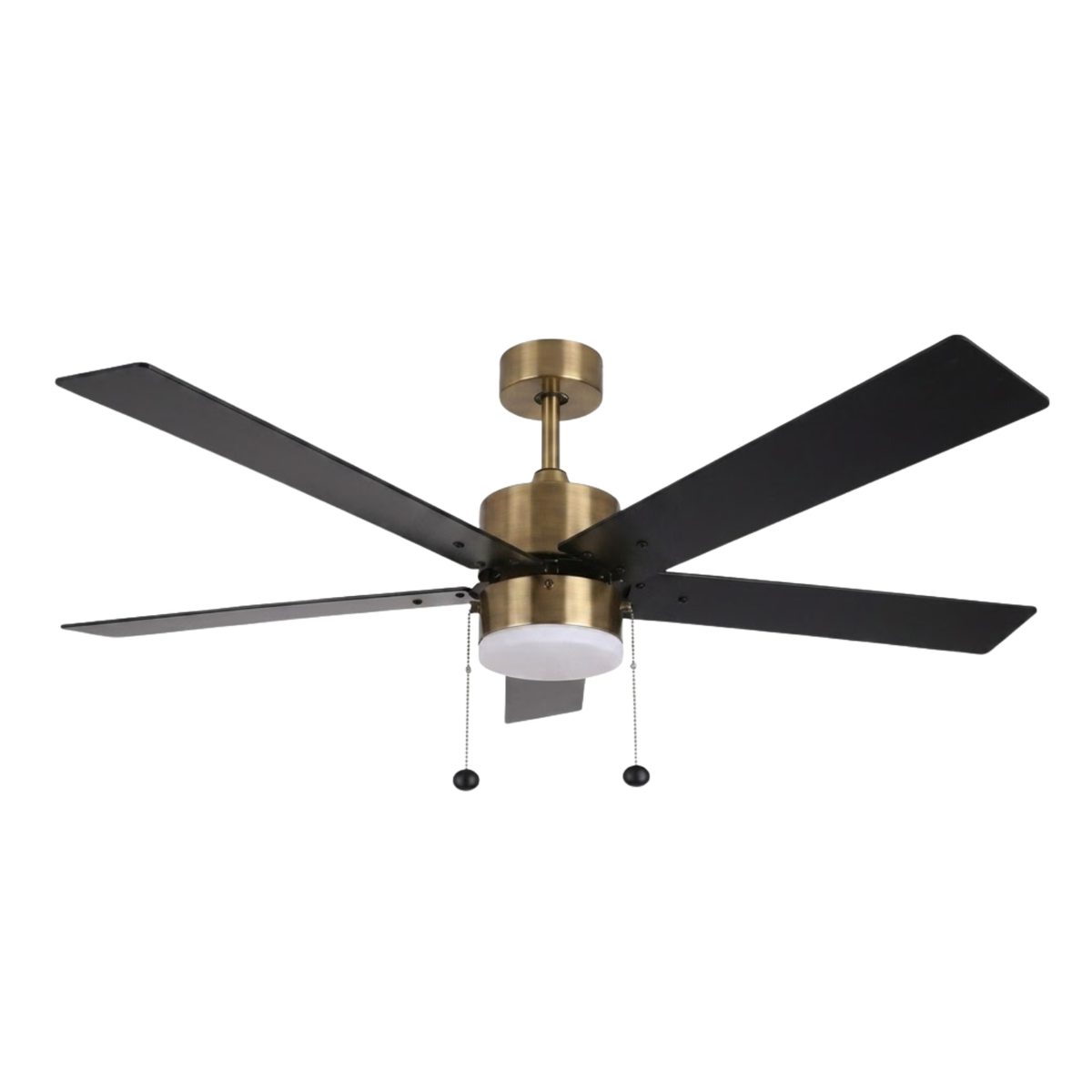5-Blade 52" BB Modern Cylinder Fan Matte Black/Walnut Blades Pull Chain 3K, 4K, 5K
