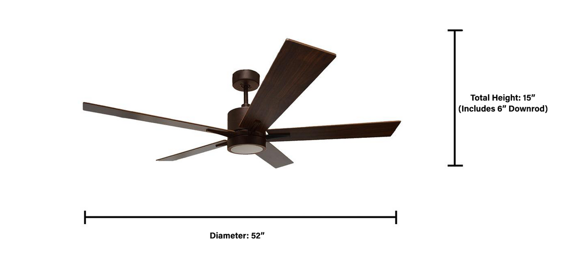 Metro 5 Blade 52&quot; Farmhouse Rubbed Bronze Ceiling Fan with Lights