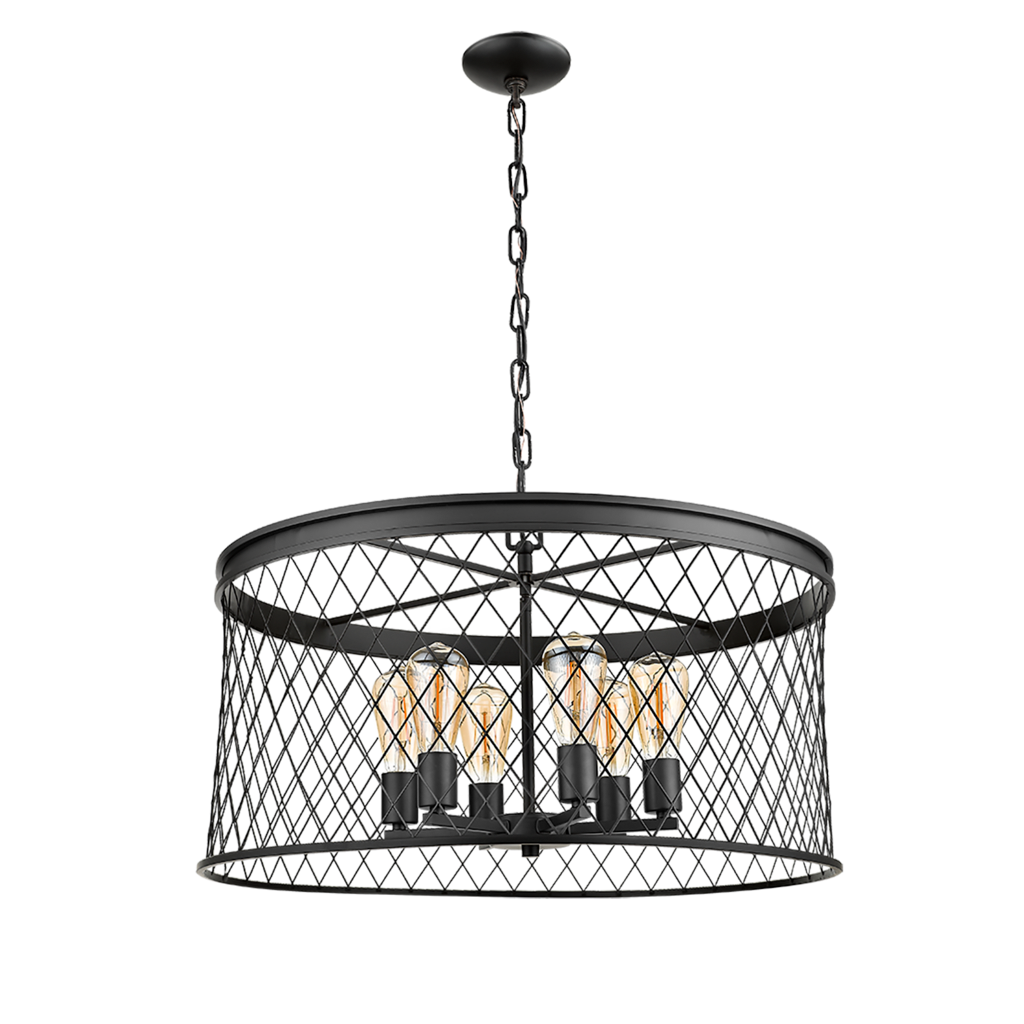 Vivio Kata 6-Light Cage Pendant - Matte Black