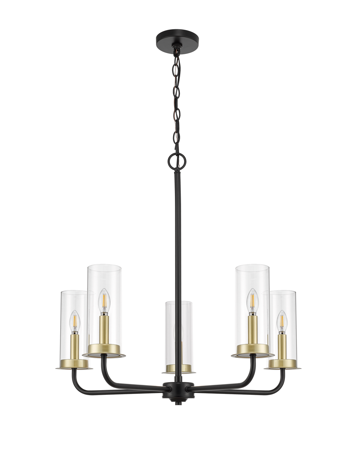 Vivio 5-Light Aura Two-Toned Chandelier - Matte Black/ Champagne  Gold