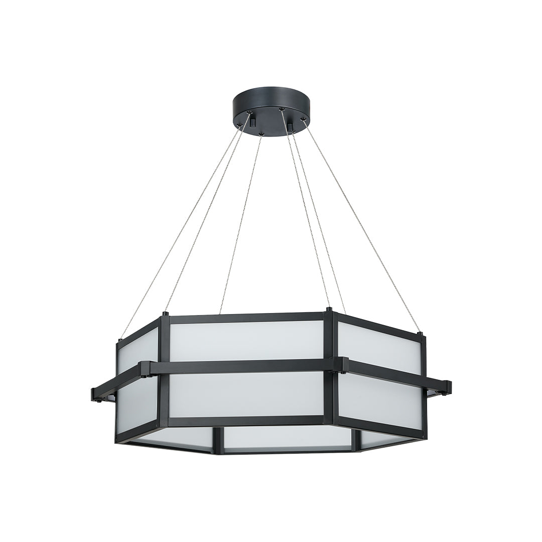 Black modern LED chandelier lights frosted glass