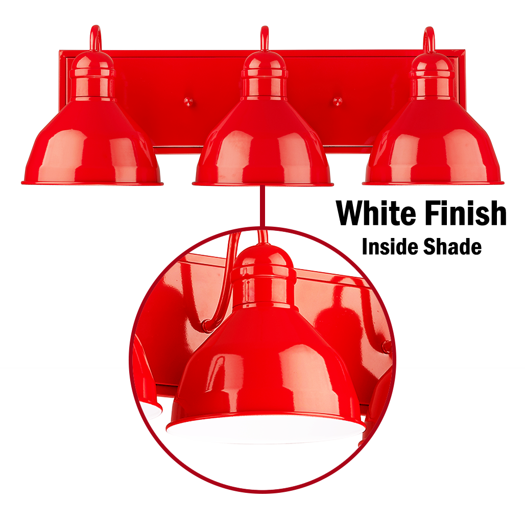 GIA Modern Bath Wide Barn Sconce- Red