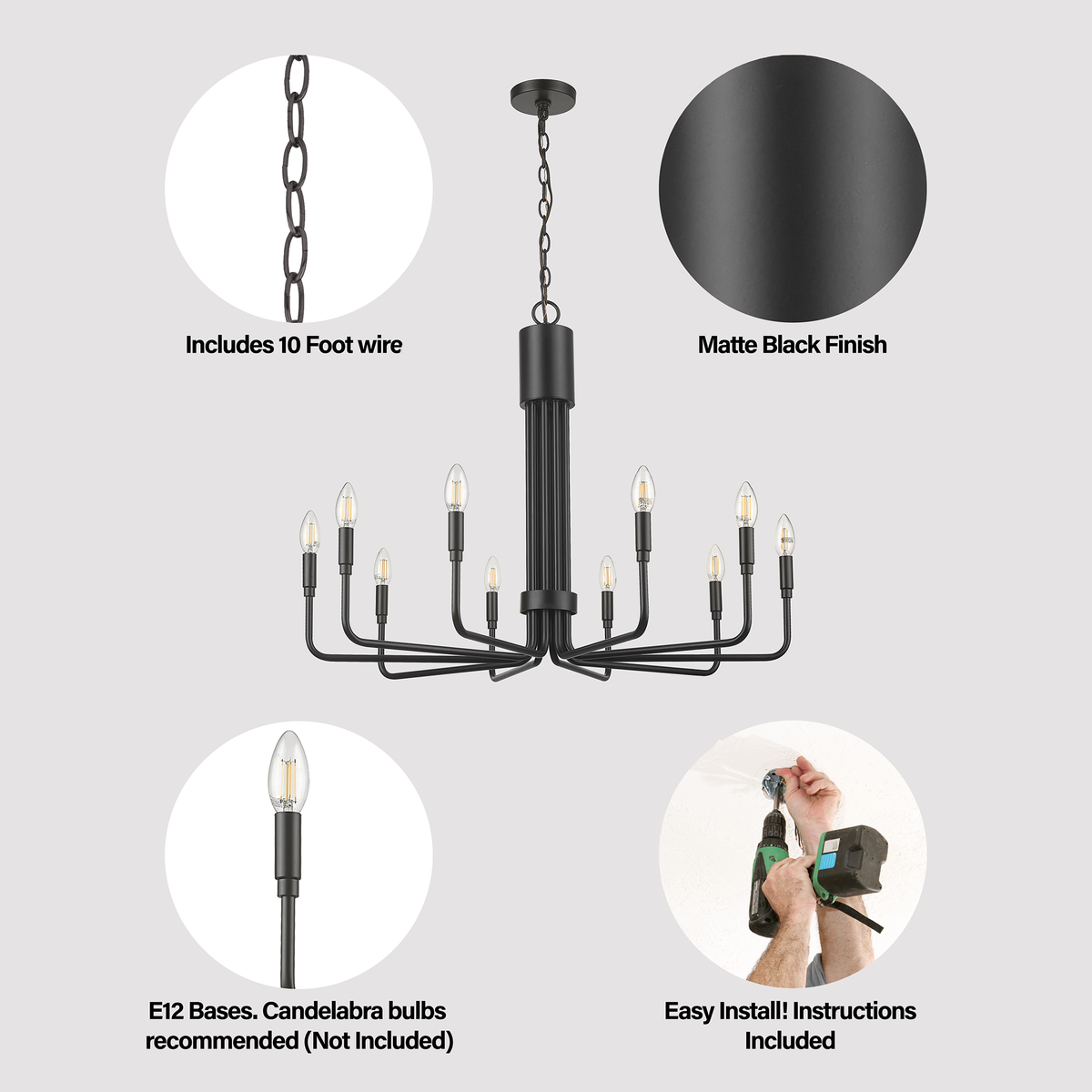 modern farmhouse chandelier black vivio lighting