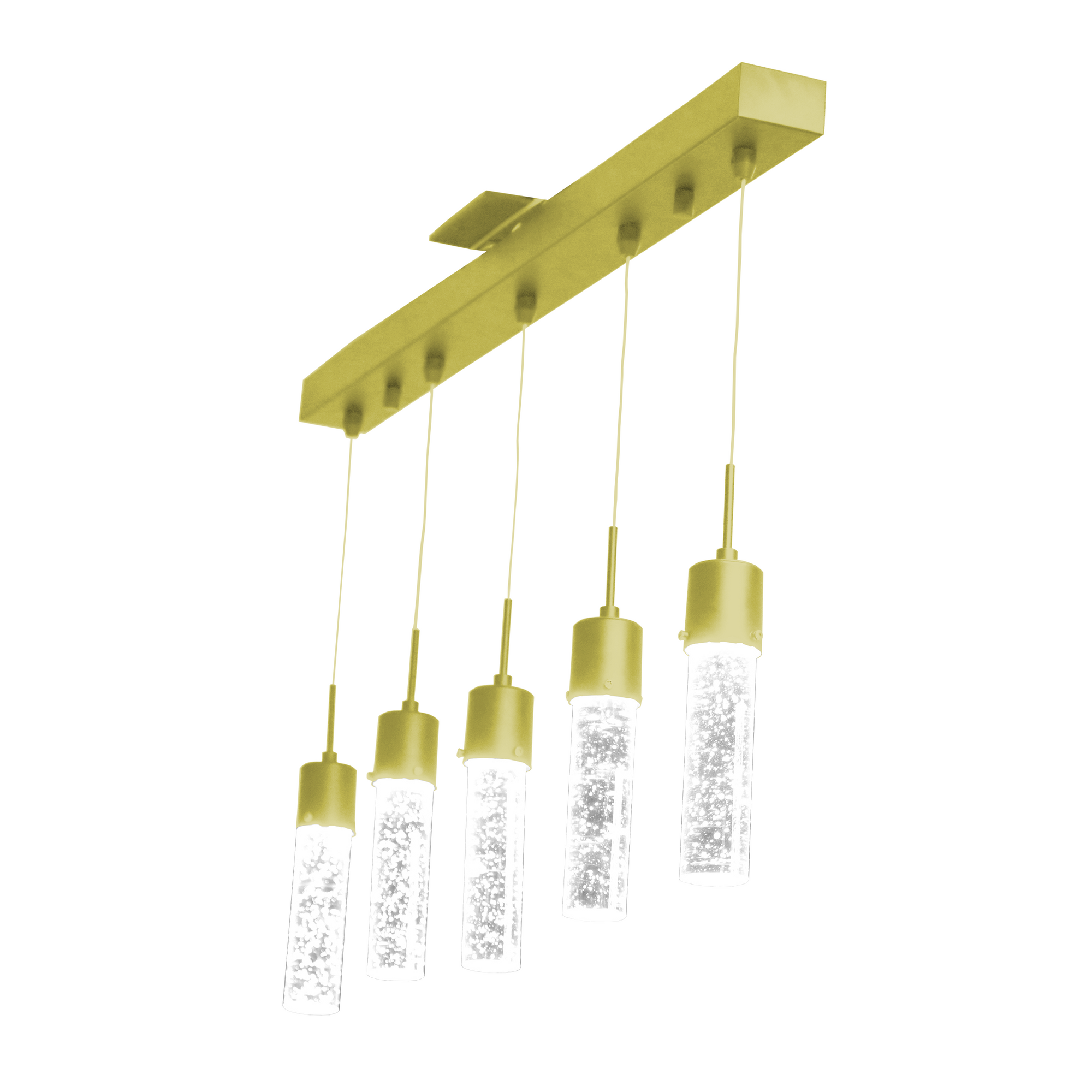 Gold pendant light linear 5 led lights with bubble glass