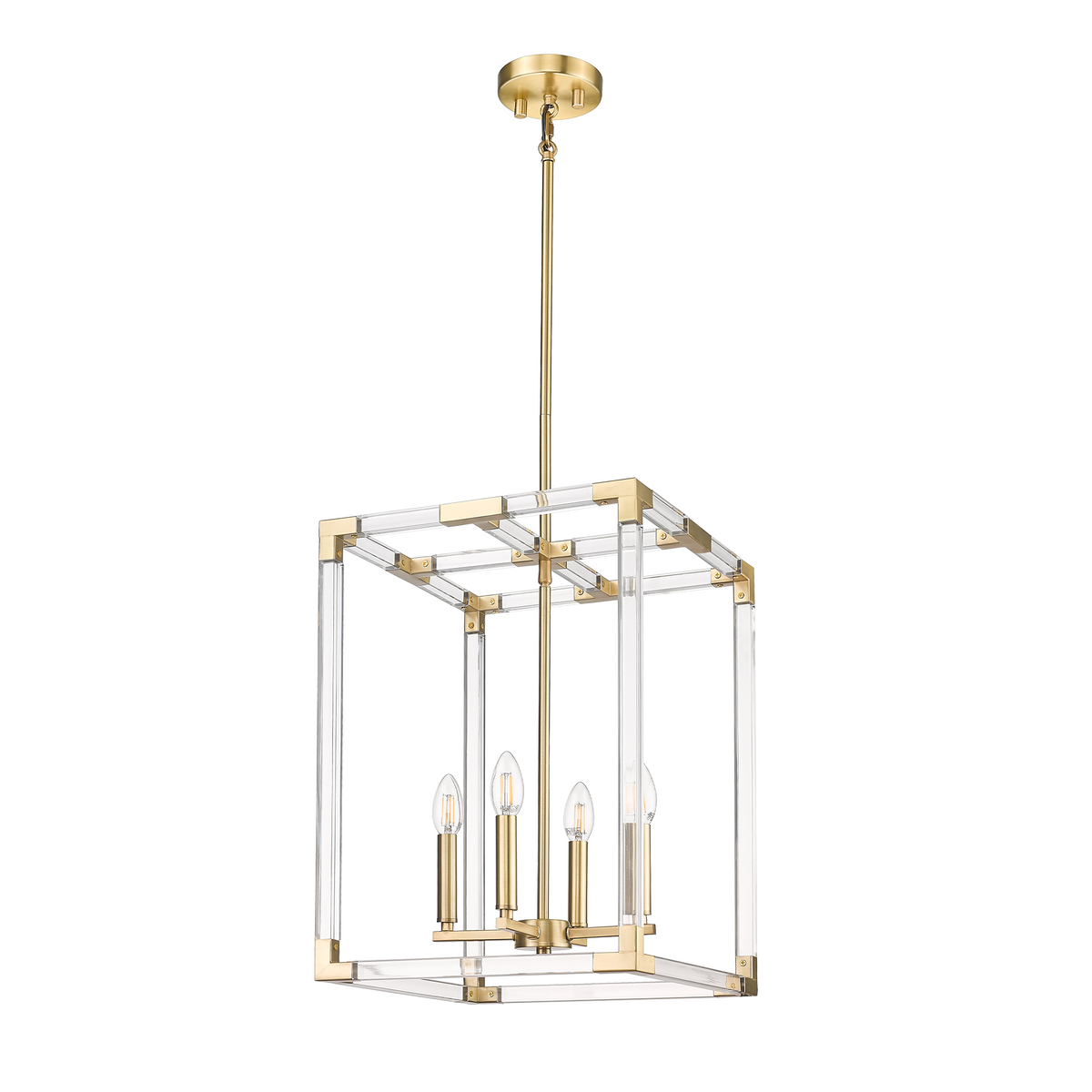 gold pendant light acrylic wide taper candle 4 light