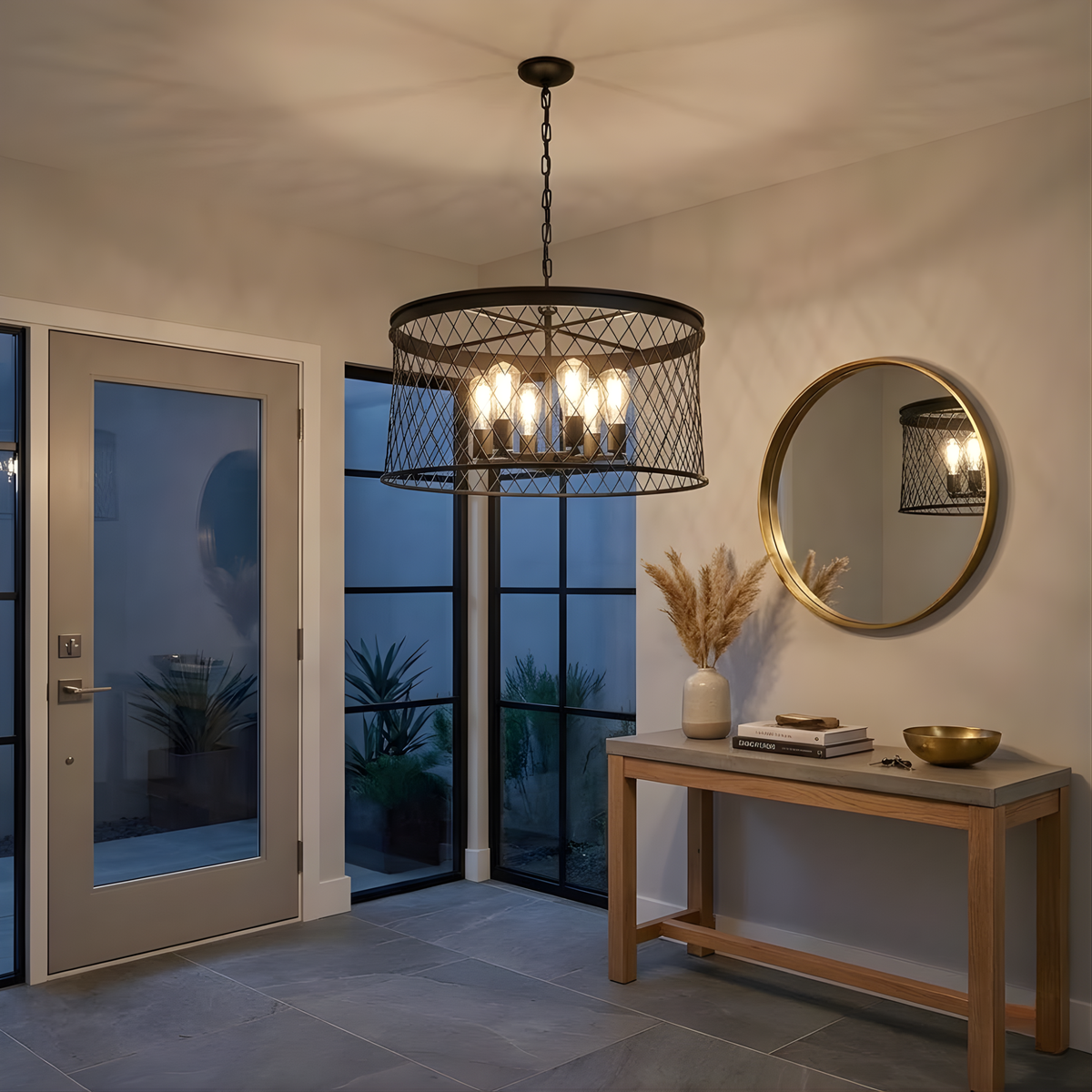 Vivio Kata 6-Light Cage Pendant - Matte Black