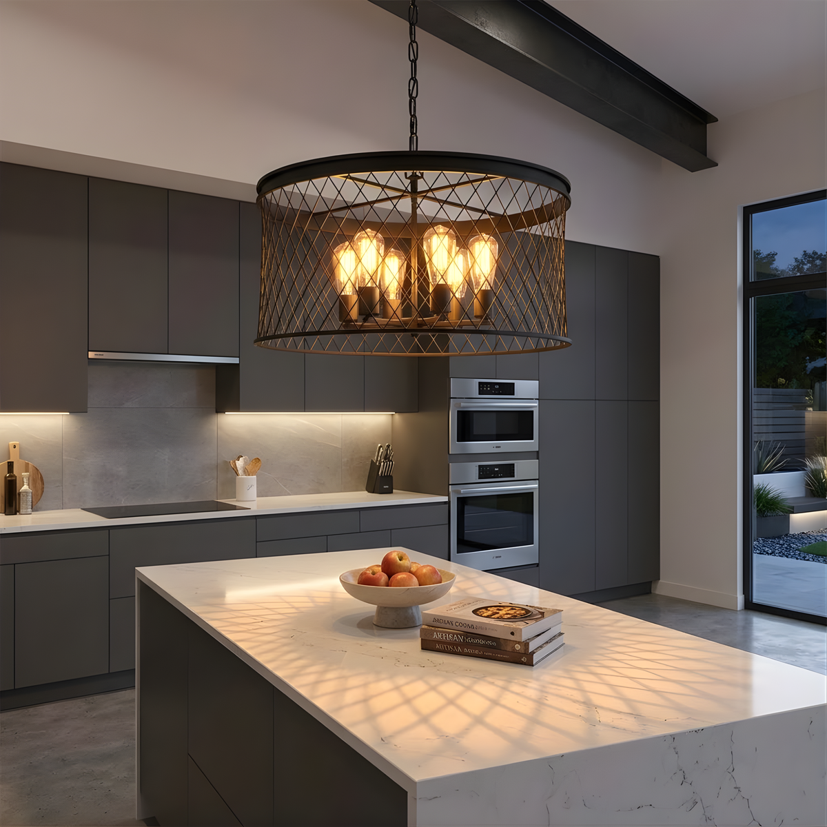 Vivio Kata 6-Light Cage Pendant - Matte Black