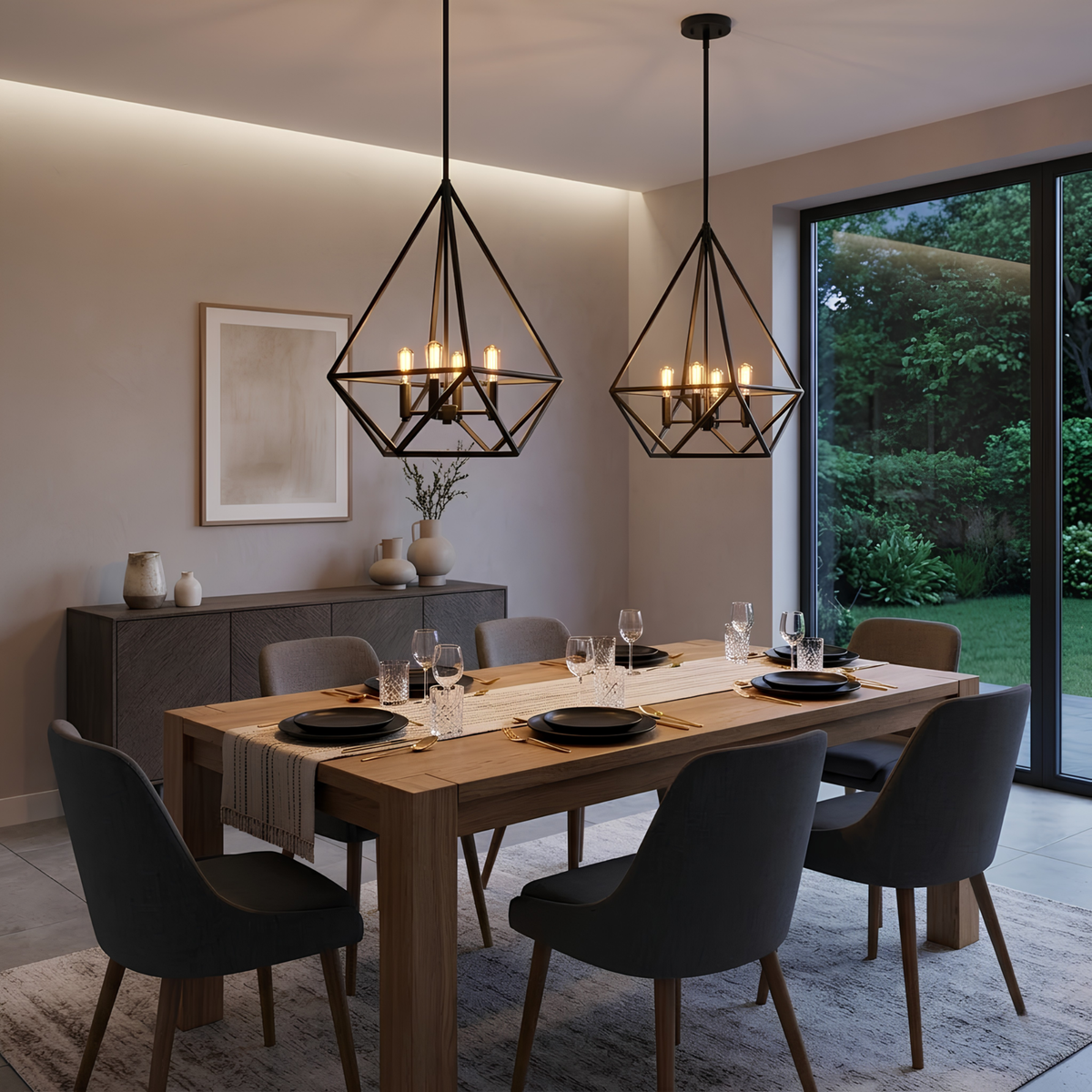 Vivio Vega 4-Light Cage Pendant - Matte Black