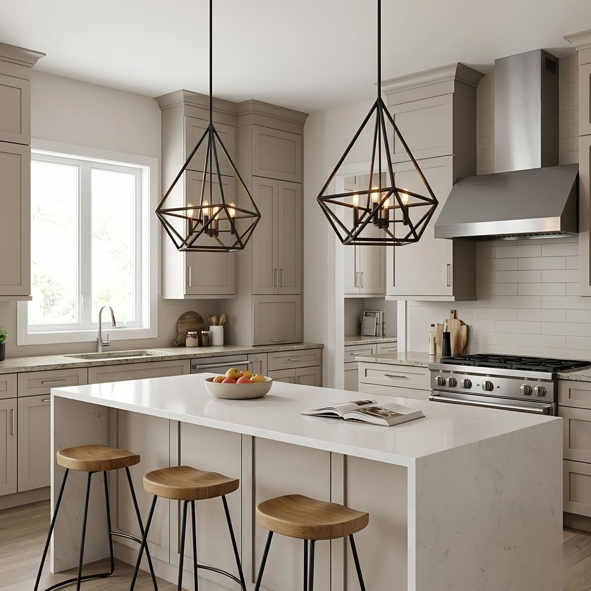 Vivio Vega 4-Light Cage Pendant - Matte Black