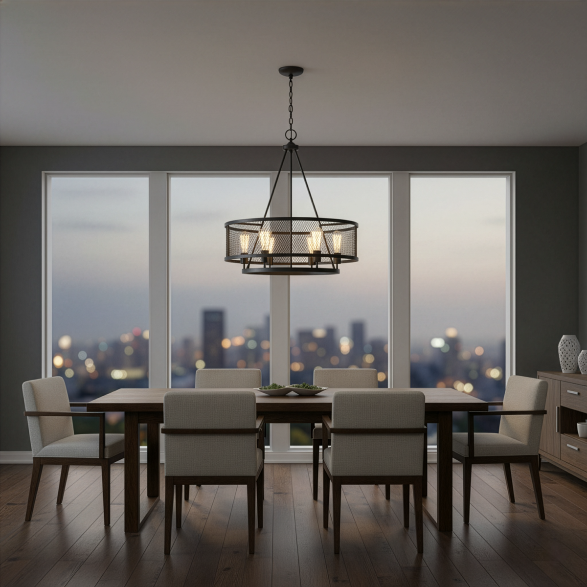 Vivio Elza 6-Light Cage Pendant - Matte Black