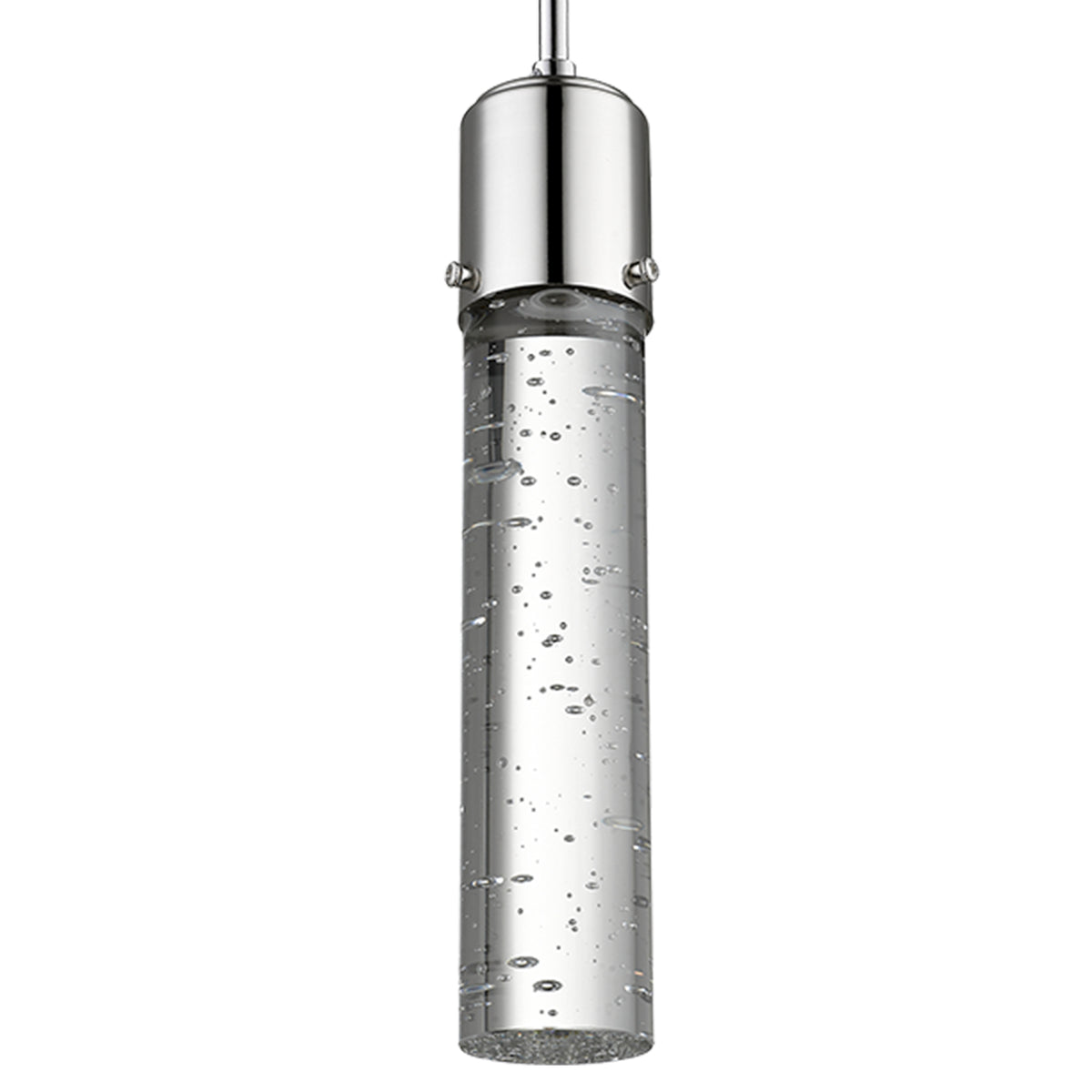 Soffi 1-Light Mini Single Solid Bubble Glass Cylinder Pendant Light - Chrome