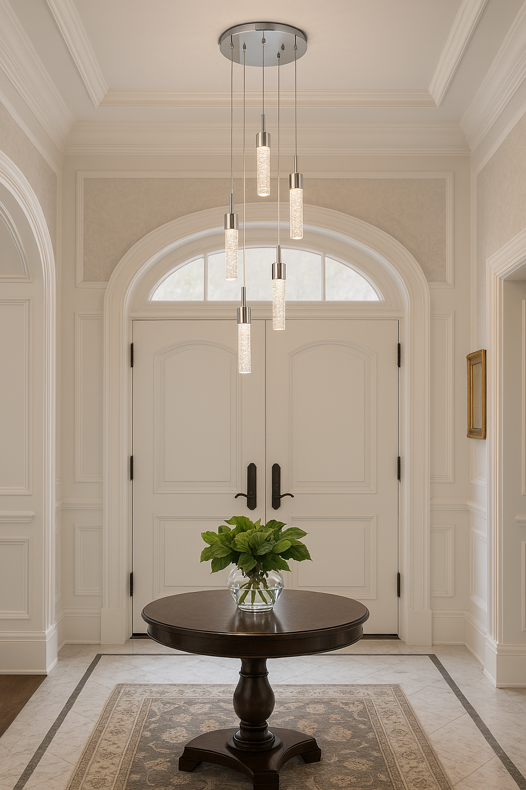 Vivio Soffi 5-Light Illuminated Glass Cylinder Pendant - Chrome