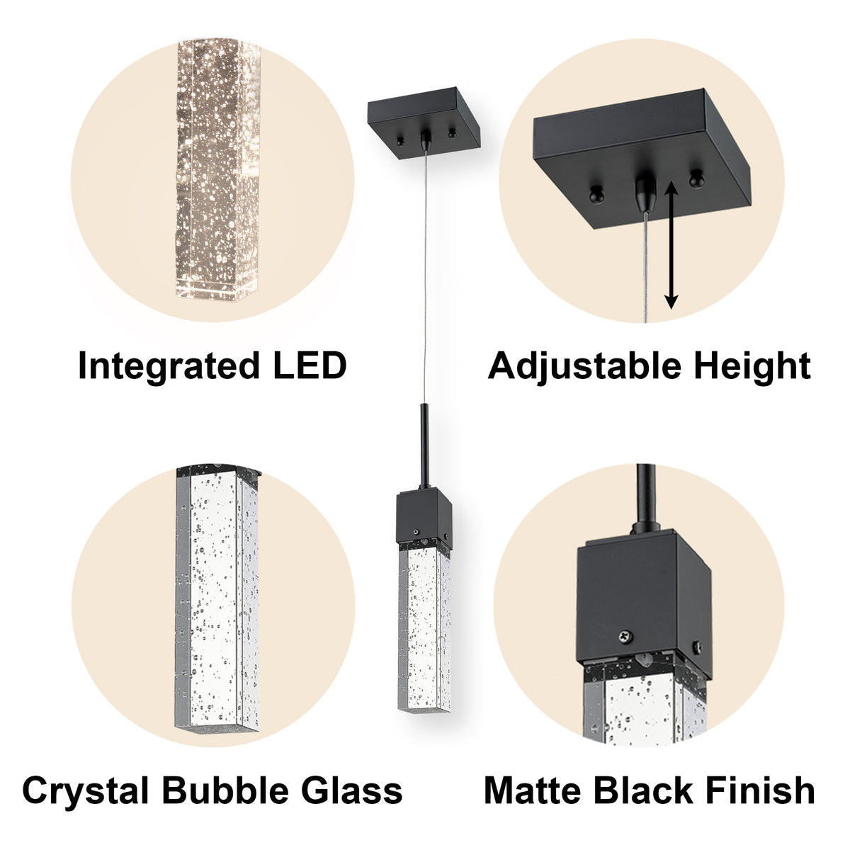 led ceiling light crystal bubble glass black