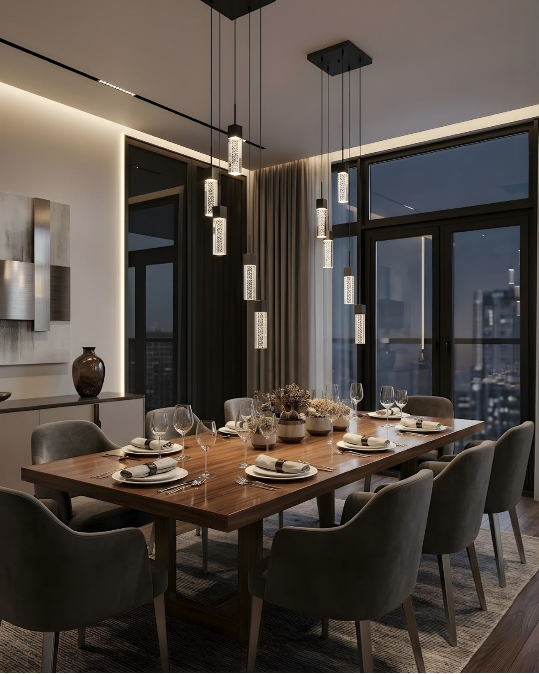 Vivio Pixi 5-Light Illuminated Glass Cube Pendant - Matte Black