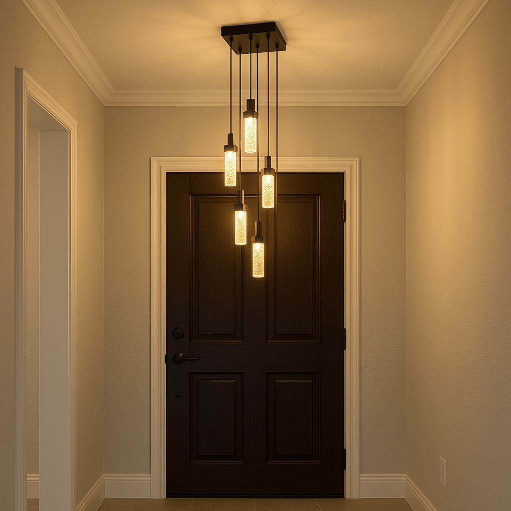 Vivio Pixi 5-Light Illuminated Glass Cube Pendant - Matte Black