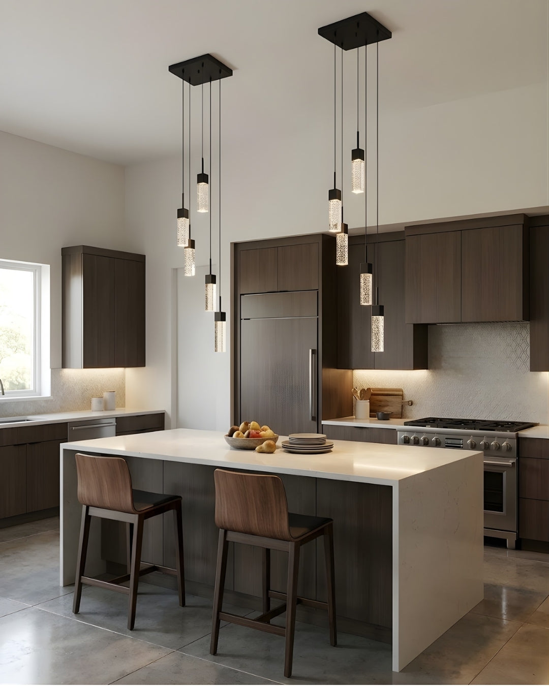 Vivio Pixi 5-Light Illuminated Glass Cube Pendant - Matte Black