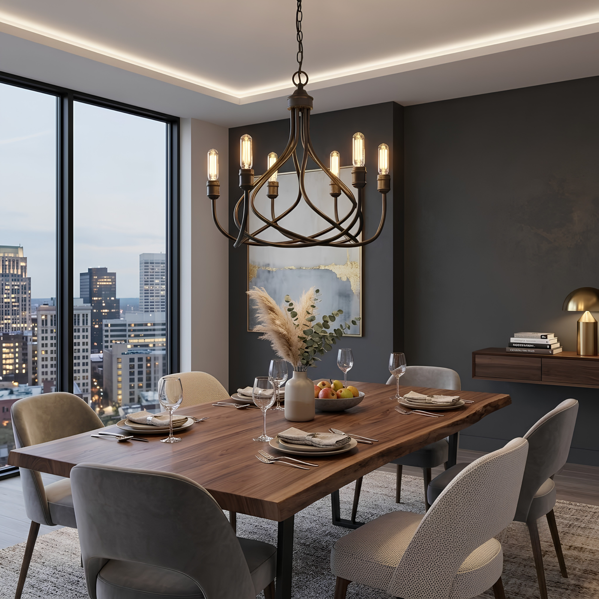 Vivio Tara 6-Light Chandelier - Matte Black