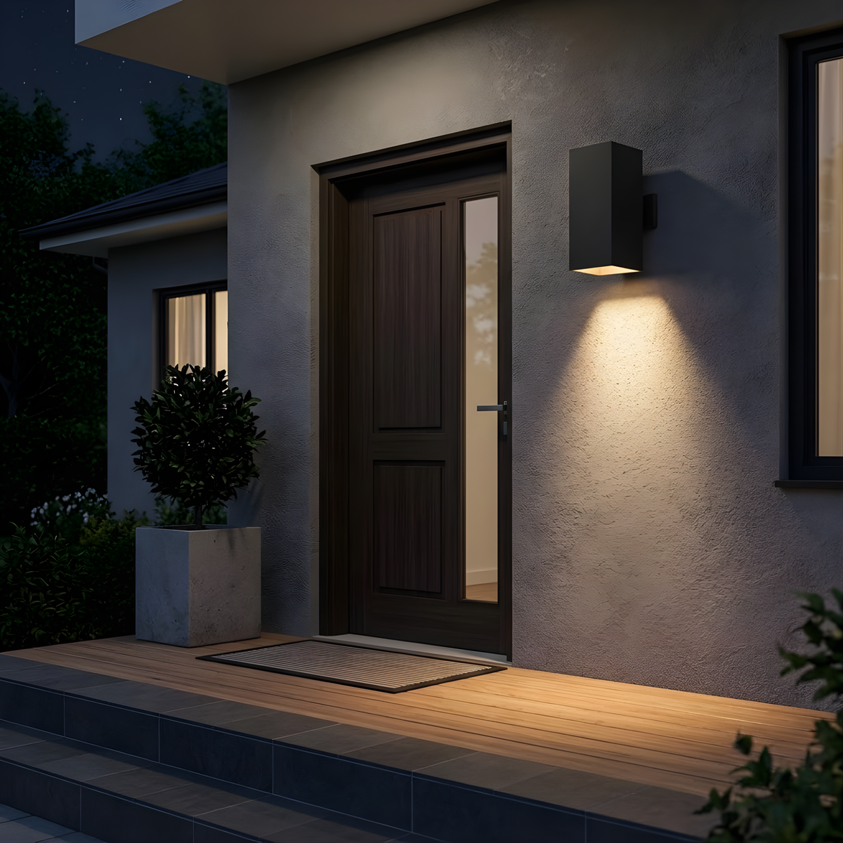 Vivio Uri 1-Light Small Cube Patio Light - Textured Black