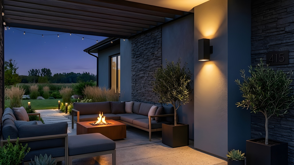 Vivio Uri 1-Light Small Cube Patio Light - Textured Black