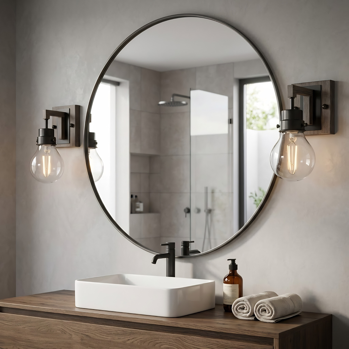 Vivio Roxton 1-Light Wall Sconce - MB with Wood Style Accents