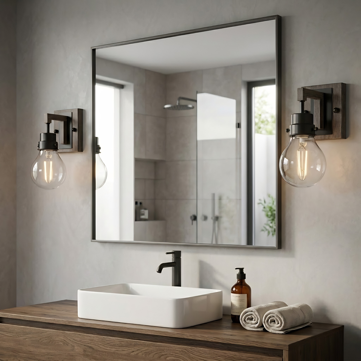 Vivio Roxton 1-Light Wall Sconce - MB with Wood Style Accents
