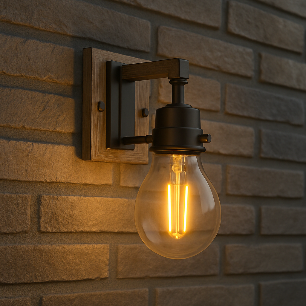 Vivio Roxton 1-Light Wall Sconce - MB with Wood Style Accents