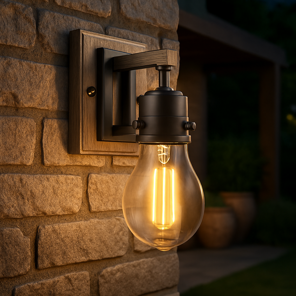 Vivio Roxton 1-Light Wall Sconce - MB with Wood Style Accents
