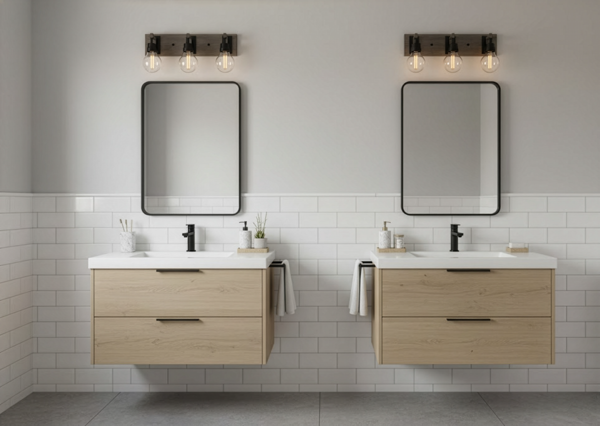 Vivio Roxton 3-Light Vanity - MB with Wood Style Accents