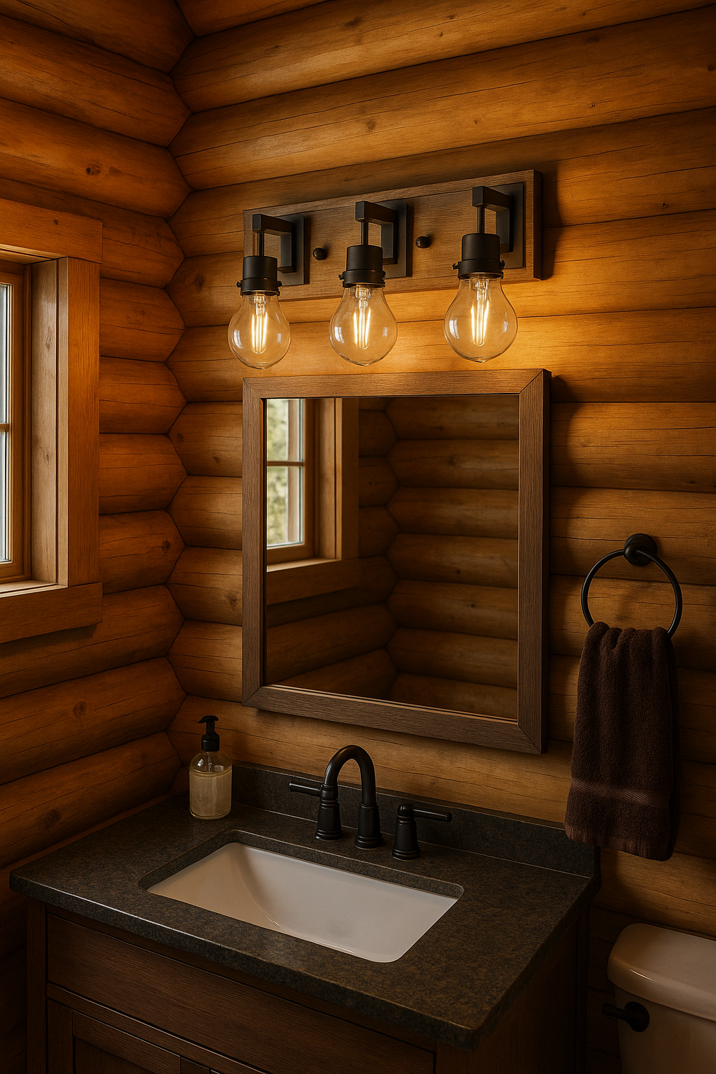 Vivio Roxton 3-Light Vanity - MB with Wood Style Accents