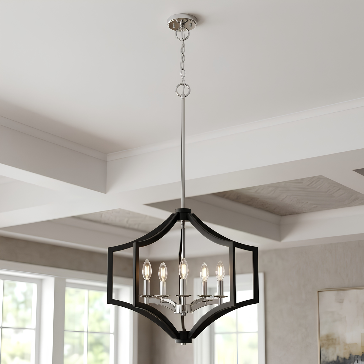 Vivio Maya 5-Light Chandelier - MB with CH Accents