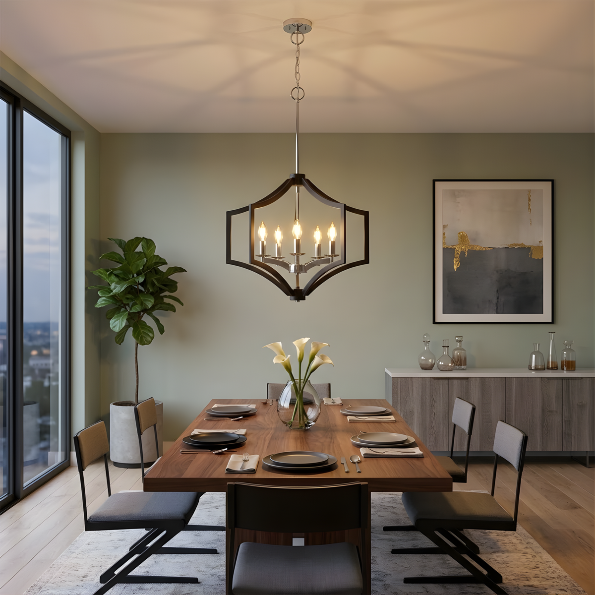 Vivio Maya 5-Light Chandelier - MB with CH Accents