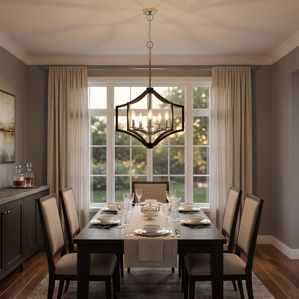 Vivio Maya 5-Light Chandelier - MB with CH Accents