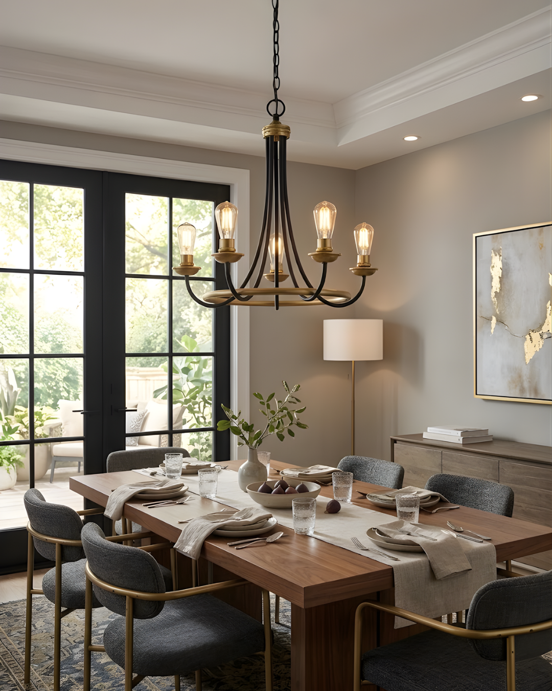 Vivio 5-Light Emma Two-Toned Chandelier - Matte Black/Matte Gold