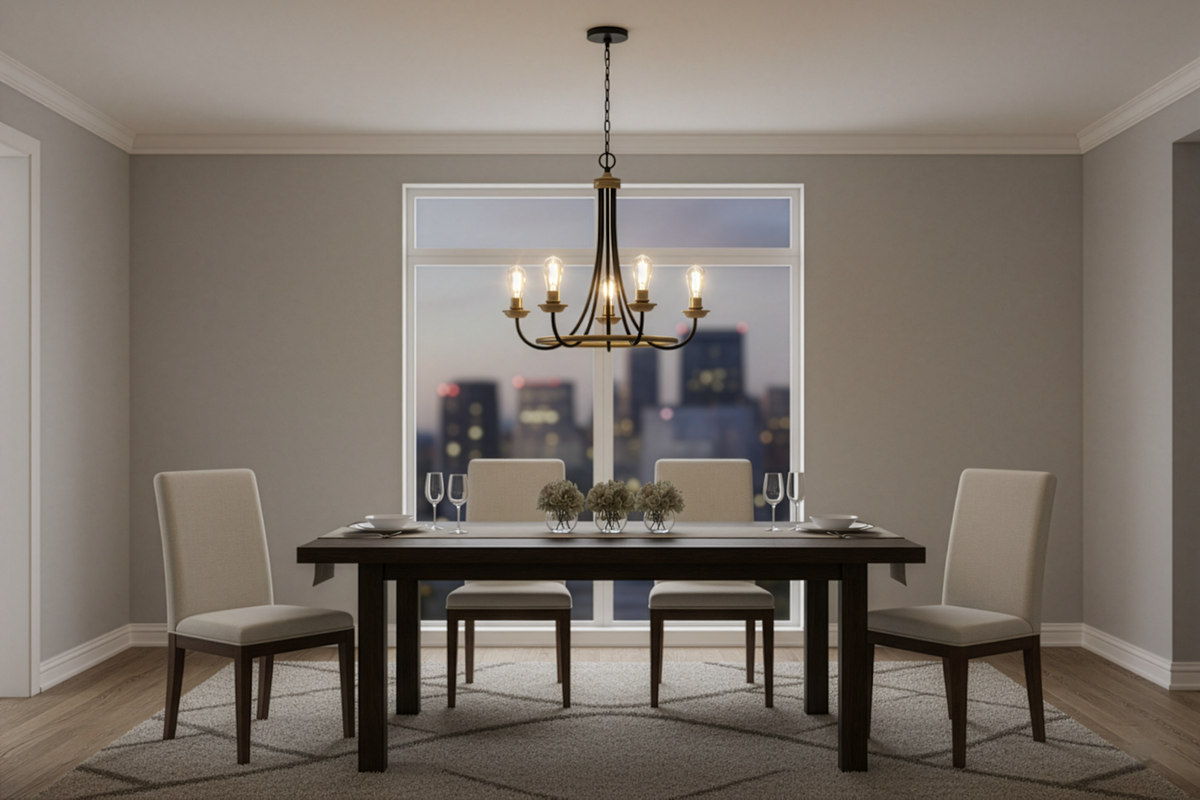 Vivio 5-Light Emma Two-Toned Chandelier - Matte Black/Matte Gold