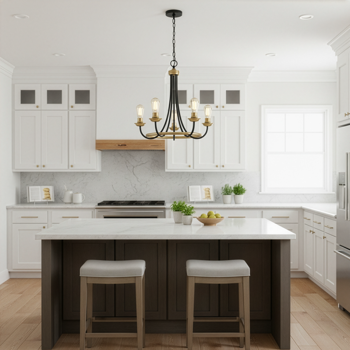 Vivio 5-Light Emma Two-Toned Chandelier - Matte Black/Matte Gold