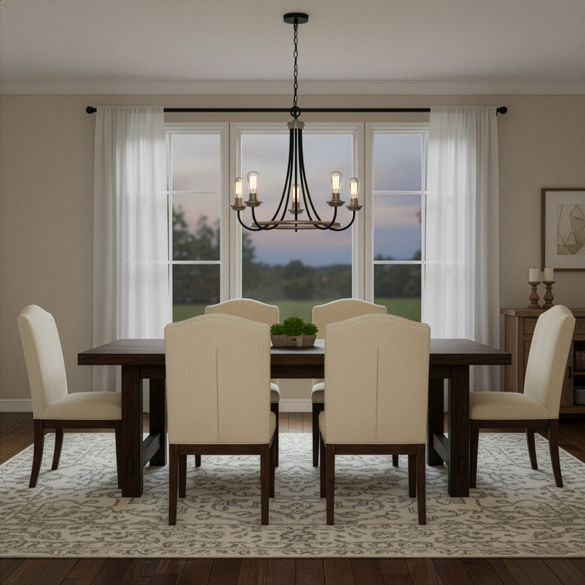 Vivio 5-Light Emma Two-Toned Chandelier - Matte Black/ Brushed Nickel