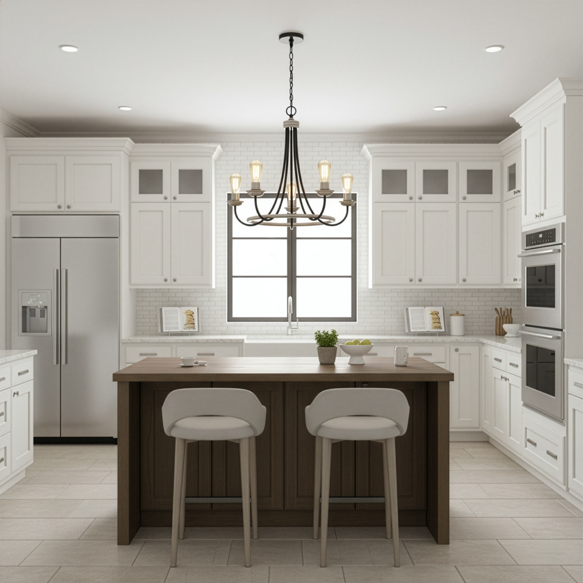 Vivio 5-Light Emma Two-Toned Chandelier - Matte Black/ Brushed Nickel