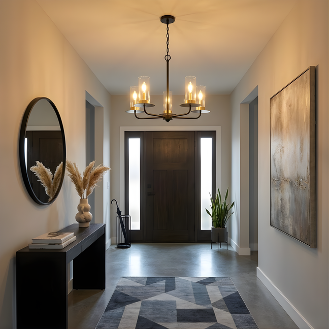 Vivio 5-Light Aura Two-Toned Chandelier - Matte Black/ Champagne  Gold